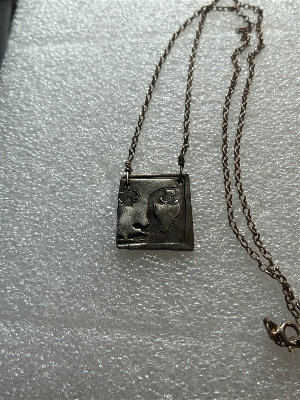 Unique Artisan- made Sterling Face Pendant with 925 Italian Chain